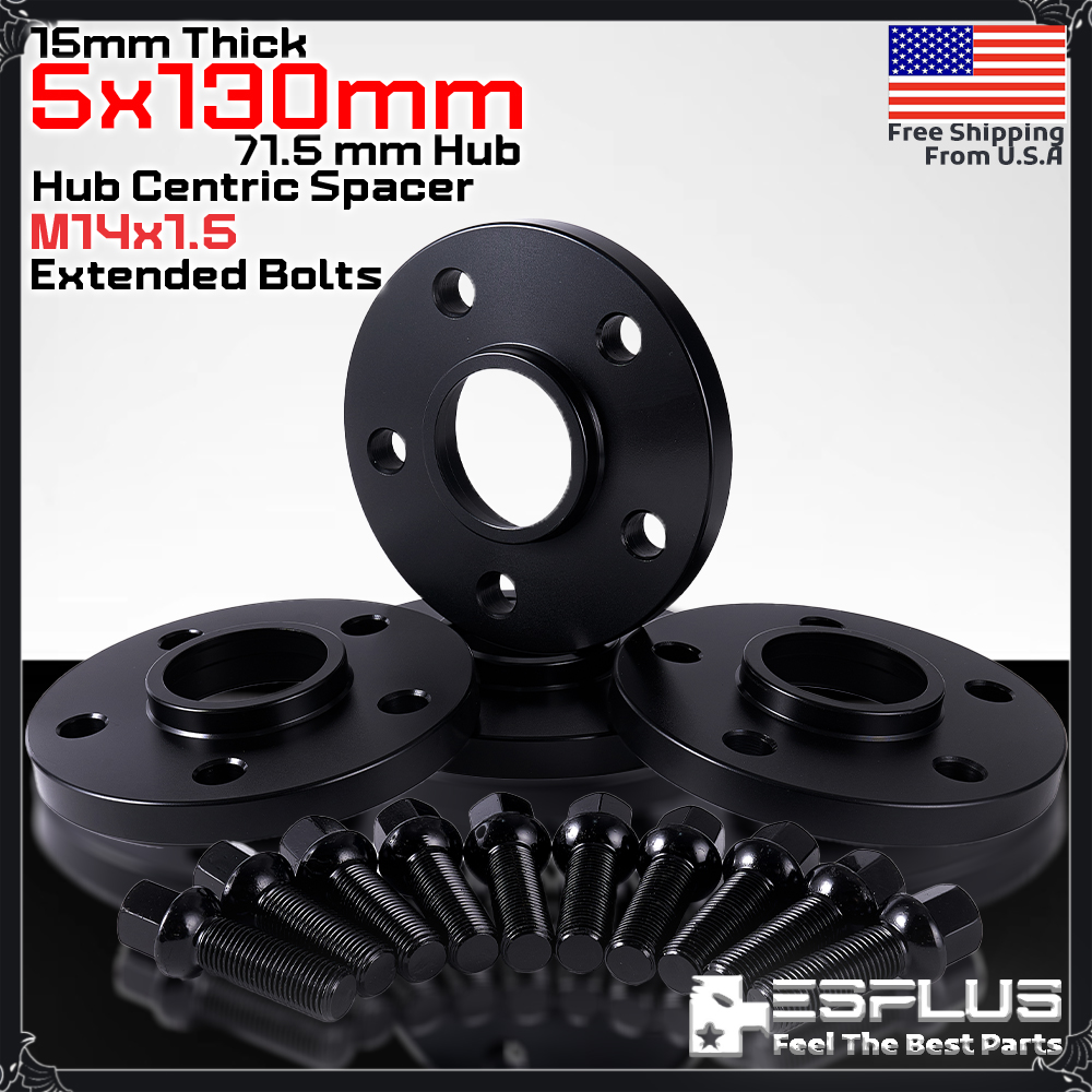 4x 15 mm Thick HUB CENTRIC WHEEL SPACER 5X130 CB 71.5mm 14x1.5 FIT Porsche Audi