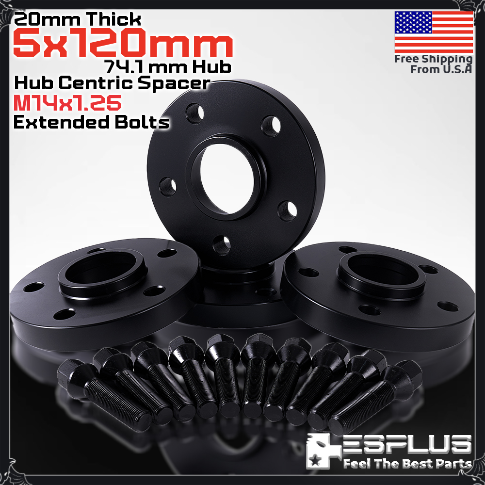 [4] 20mm BMW 5x120mm CB 74.1 Wheel Spacer Kit Extended Bolt Included Fit X5 X6