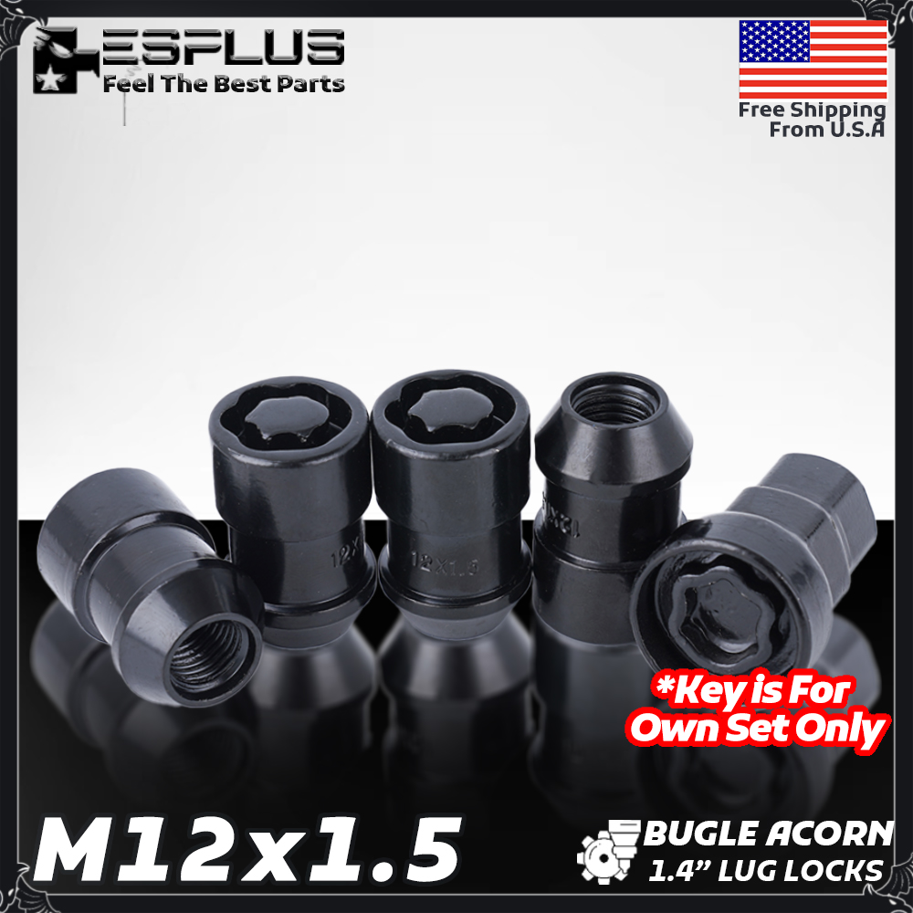 4 Pc Lexus Universal Wheel Lock M12x1.5 Black Fit ES/GS/IS/NX/RC/RX & more