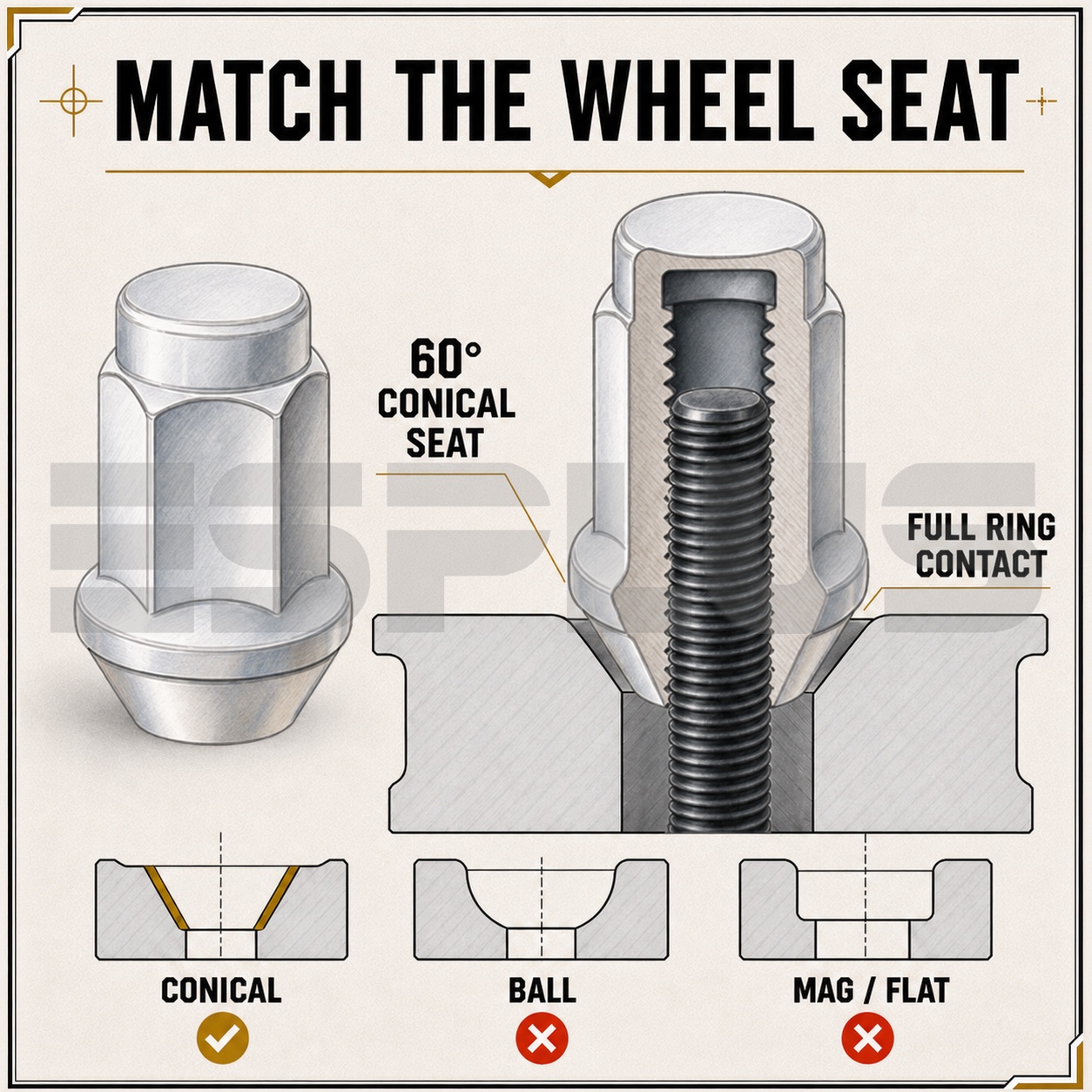 Cone-seat lug nuts